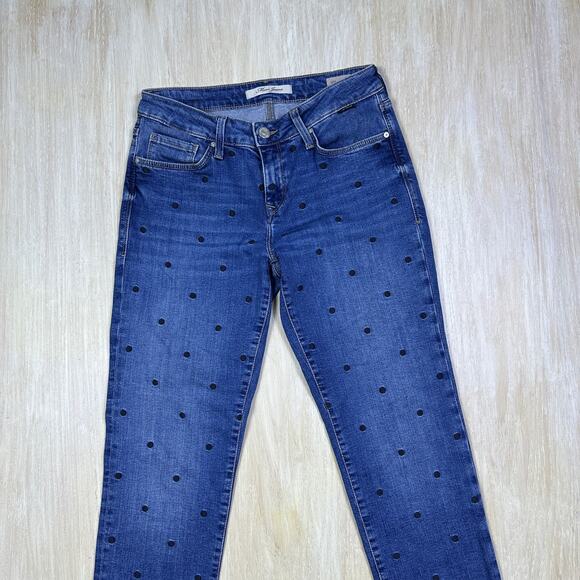 Mavi Jeans Ada Boyfriend Mid Rise Blue Embroidered Polka Dot Denim Jeans 26x29 - Picture 2 of 16